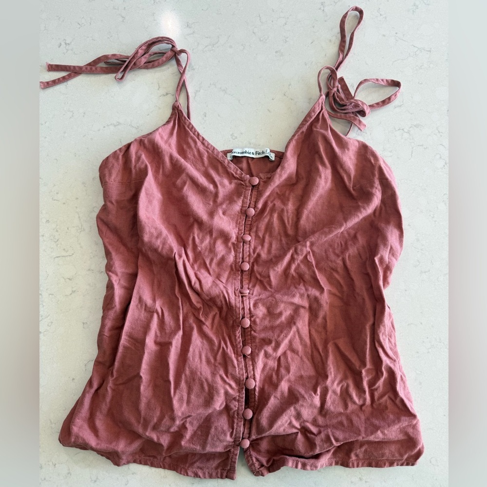 Abercrombie & Fitch Rosewood Button-Front Tie-Strap Cami
